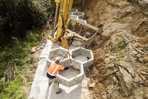 Ecoreef blocks installed on coastline